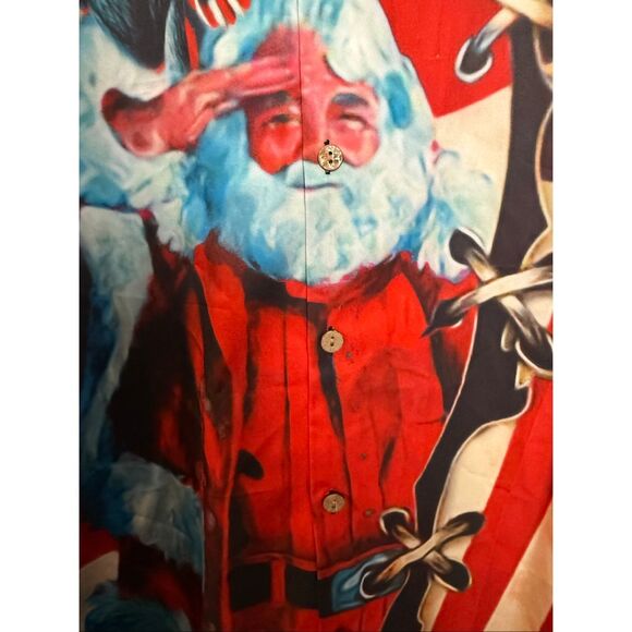 Hawalili Shirt Mens American Patriotic Santa Christmas Button-Up Size Holiday 4t - Picture 2 of 4
